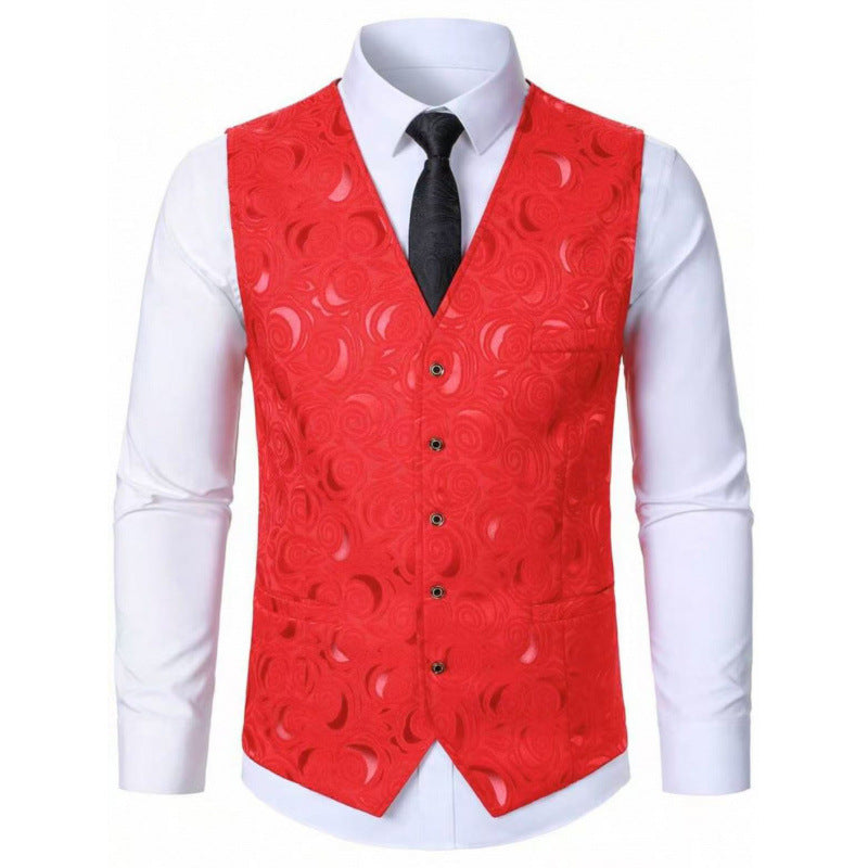 Herren elegante Weste mit floralem Jacquard-Muster Echoarchiv