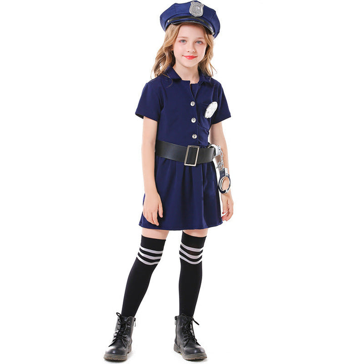 Mädchen Polizeikostüm mit Rock und Modischen Accessoires Echo Archiv