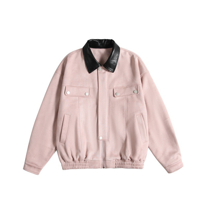 Damen Kurz geschnittene Boxy-Blousonjacke mit kontrastierendem Kunstlederkragen Echoarchiv