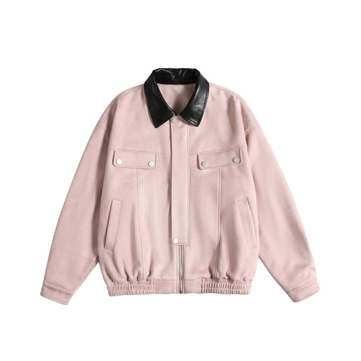 Damen Kurz geschnittene Boxy-Blousonjacke mit kontrastierendem Kunstlederkragen Echoarchiv
