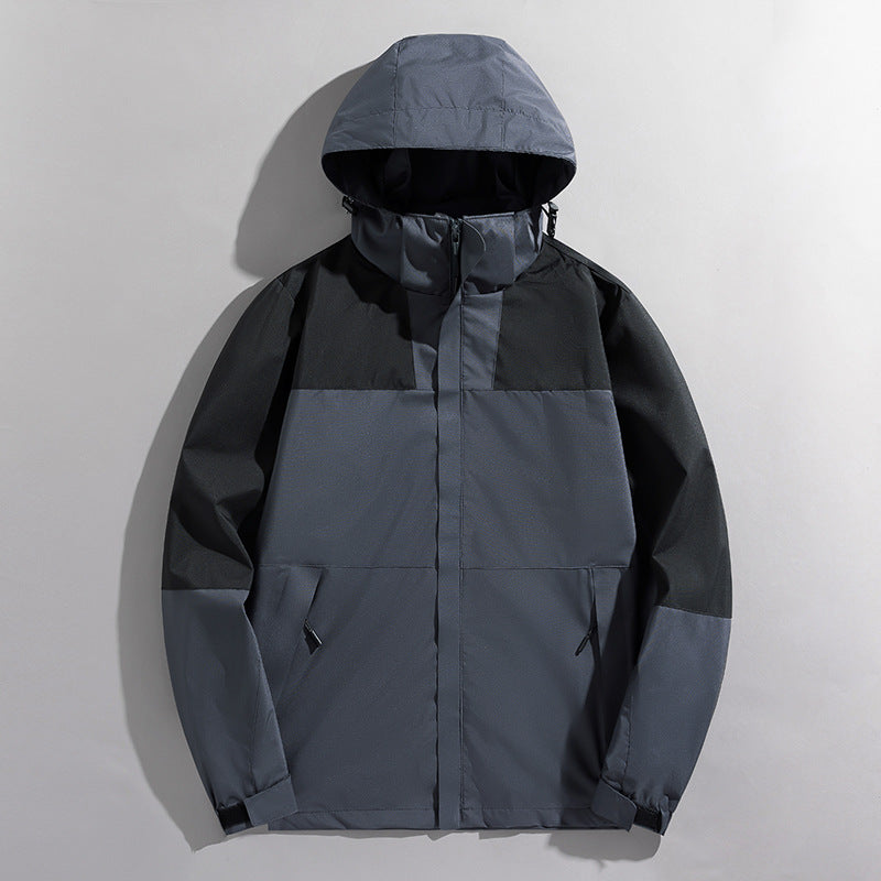 Herren Colorblock Wind- und Wasserabweisende Kapuzenjacke mit atmungsaktiver Softshell-Membran Echoarchiv