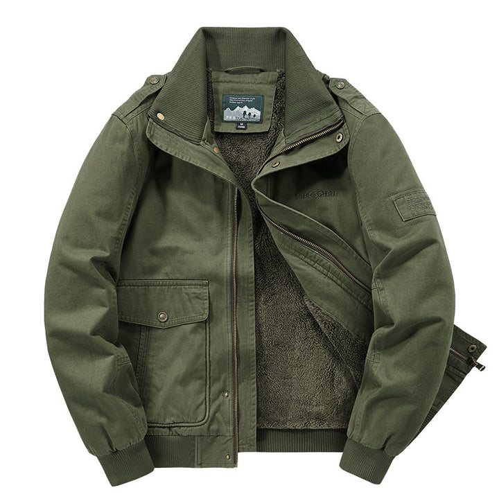 Herren Thermo-Canvasblouson mit durchgehendem Teddyfutter, Rippkragen und Utility‑Pattentaschen Echo Archiv