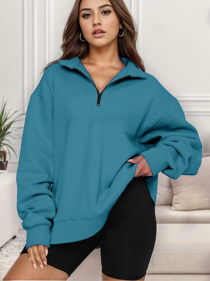 Damen nan übergroßes Sweatshirt mit Halbreißverschluss und Stehkragen Echo Archiv