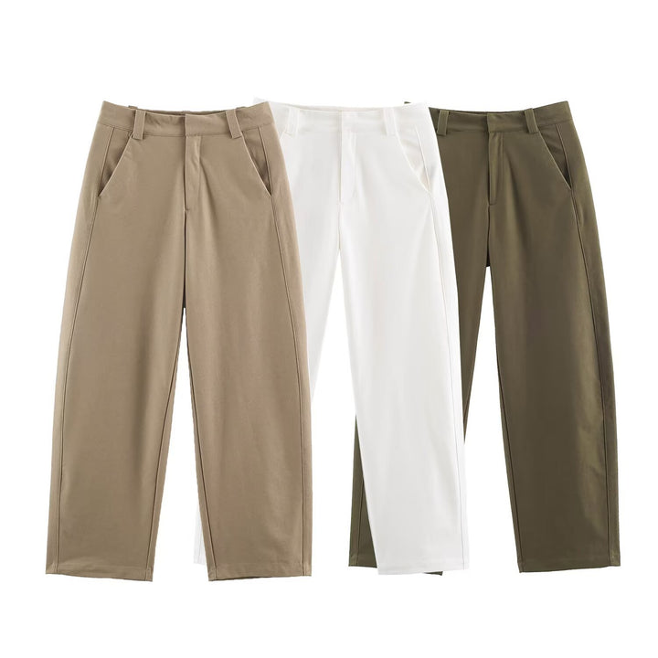 Damen Hochtaillierte weite Cropped‑Hose mit Bügelfalte und Eingrifftaschen Echo Archiv