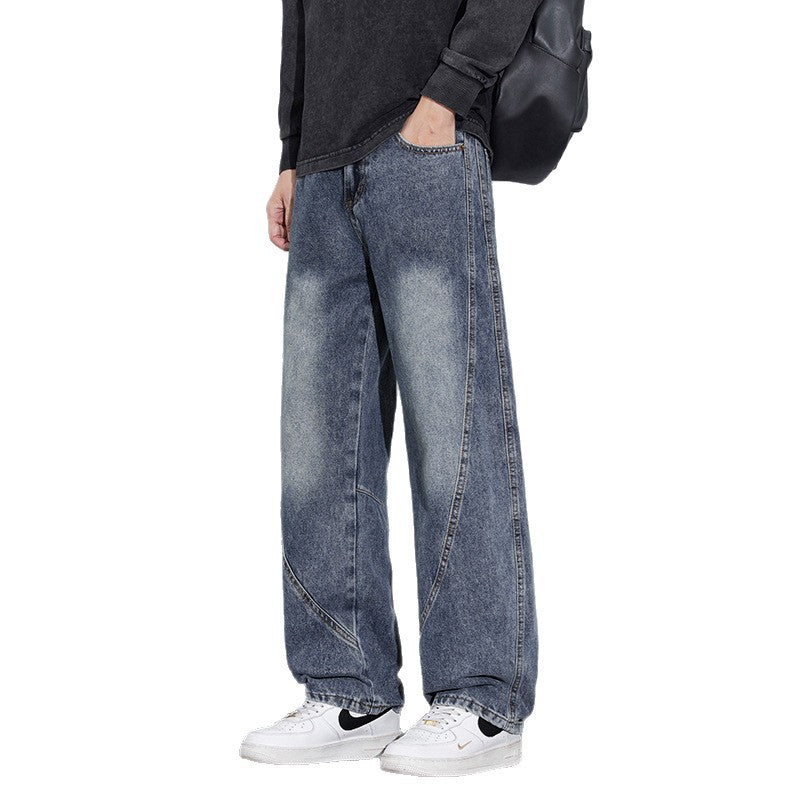 Herren Weite Baggy-Jeans mit geschwungenen Nahtdetails und Used-Waschung Echo Archiv