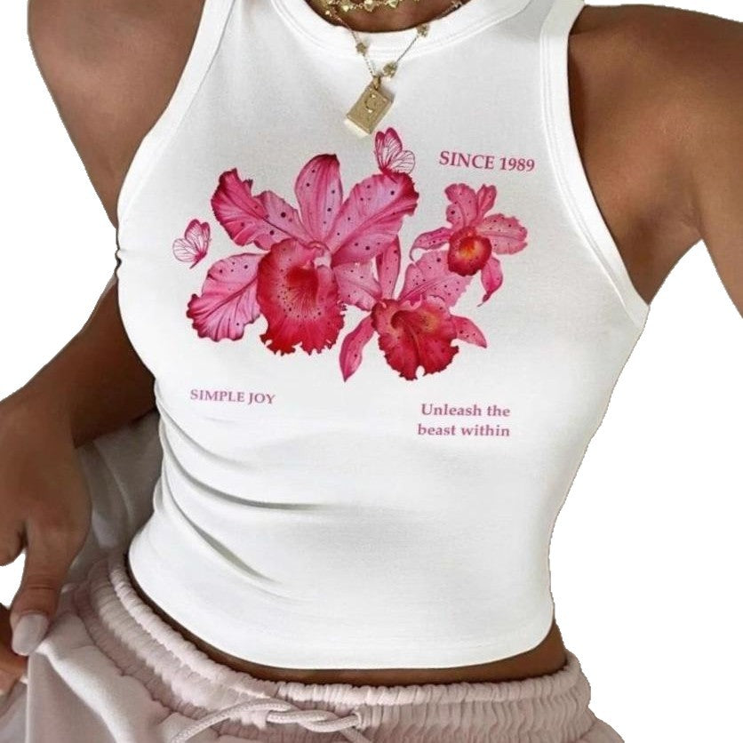 Damen ärmelloses Tanktop mit fröhlichem Kirschmotiv Echo Archiv