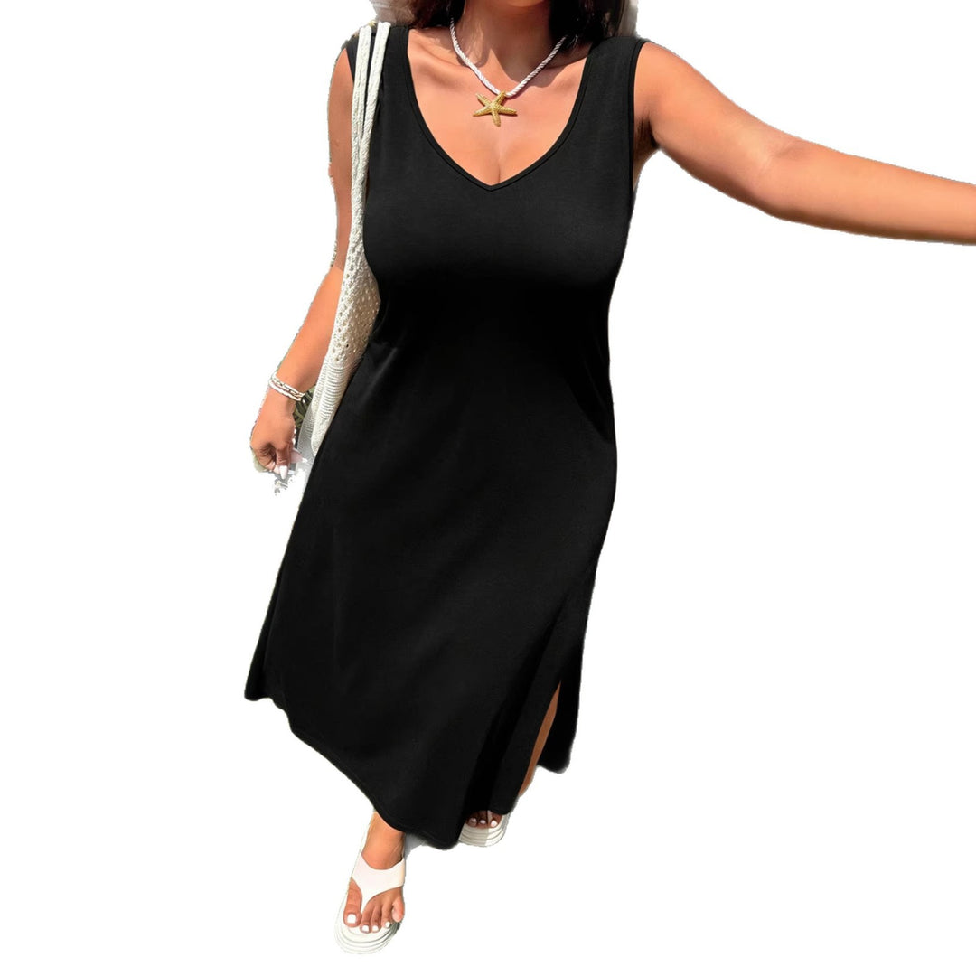 Damen luftiges Maxikleid mit V-Ausschnitt und seitlichem Schlitz Echo Archiv
