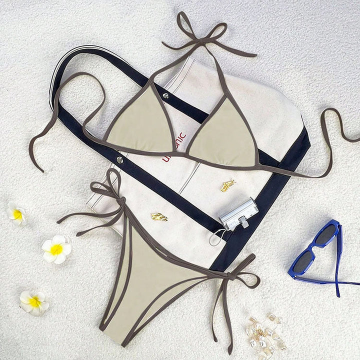Damen Triangel-Bikini mit verspieltem Schnürdesign Echoarchiv