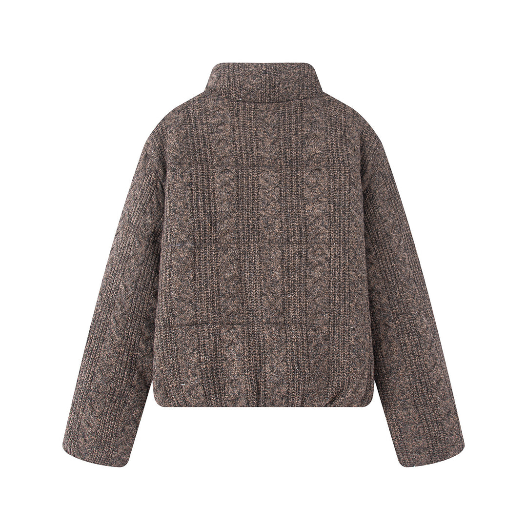 Damen nan gesteppte Strickoptik-Steppjacke mit Zopfmuster, Stehkragen und Eingrifftaschen Echo Archiv