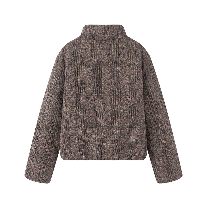 Damen nan gesteppte Strickoptik-Steppjacke mit Zopfmuster, Stehkragen und Eingrifftaschen Echo Archiv