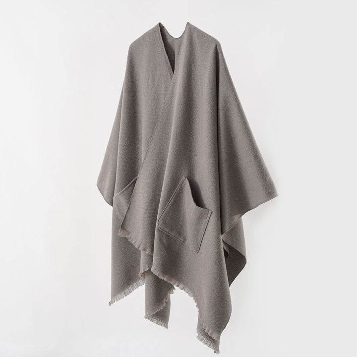 Damen Oversize-Capeponcho aus Wollmix mit Kapuze und Eingrifftaschen – Montévia