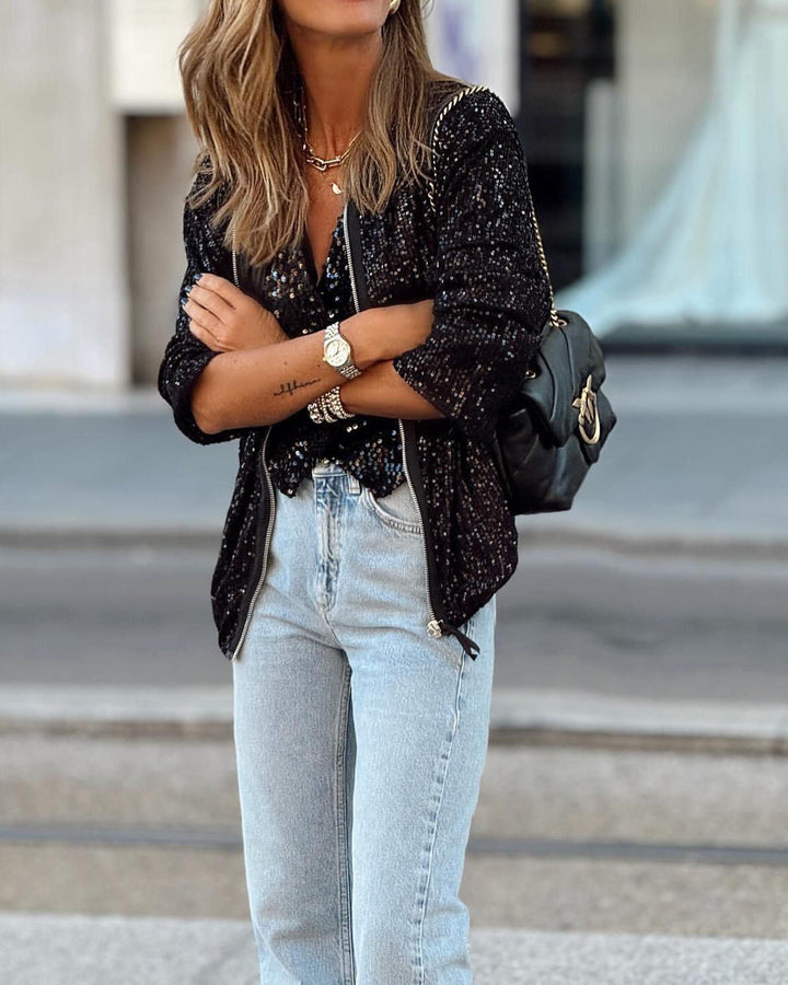 Echoarchiv | Pailletten Baseballjacke