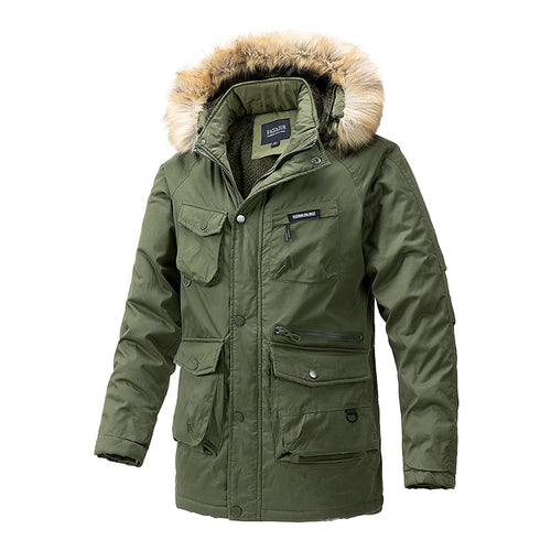 Herren isolierte Winterjacke mit abnehmbarer Kapuze und vielen Taschen Echoarchiv
