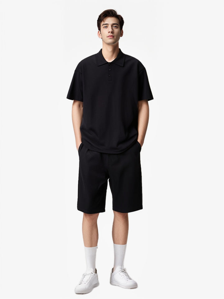 Herren Sportliches Kurzarm-Polo mit passendem Bermuda-Shorts Echoarchiv