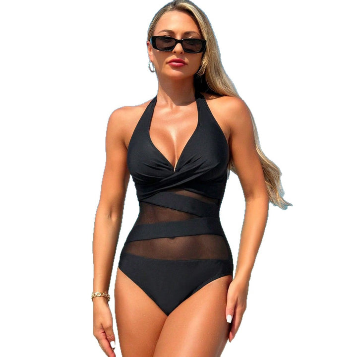 Damen Einteiliger Badeanzug mit eleganten transparenten Einsätzen Echo Archiv