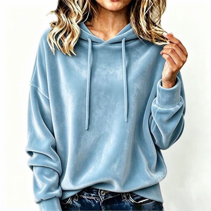 Damen Velours-Oversize-Kapuzenpullover mit Raglanärmeln Echoarchiv