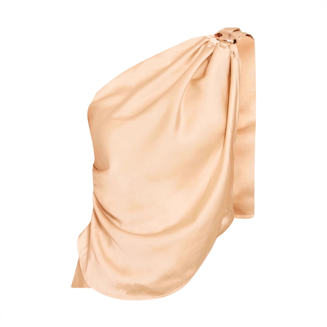 Damen asymmetrisches Satin-Oberteil mit drapiertem Abschluss Echo Archiv