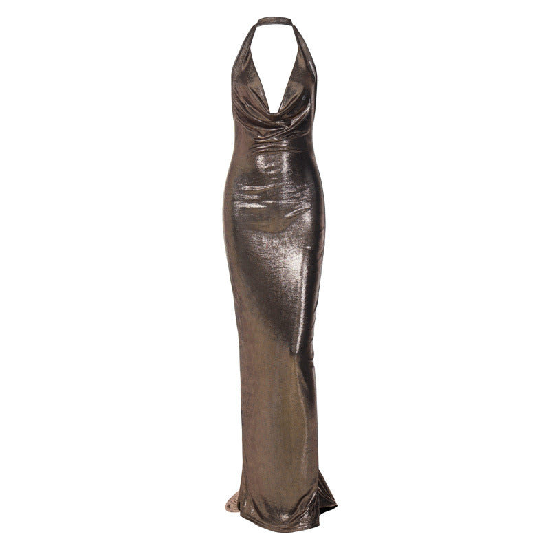 Damen Elegantes Wickelkleid mit tiefem V-Ausschnitt und schimmerndem Finish Echo Archiv