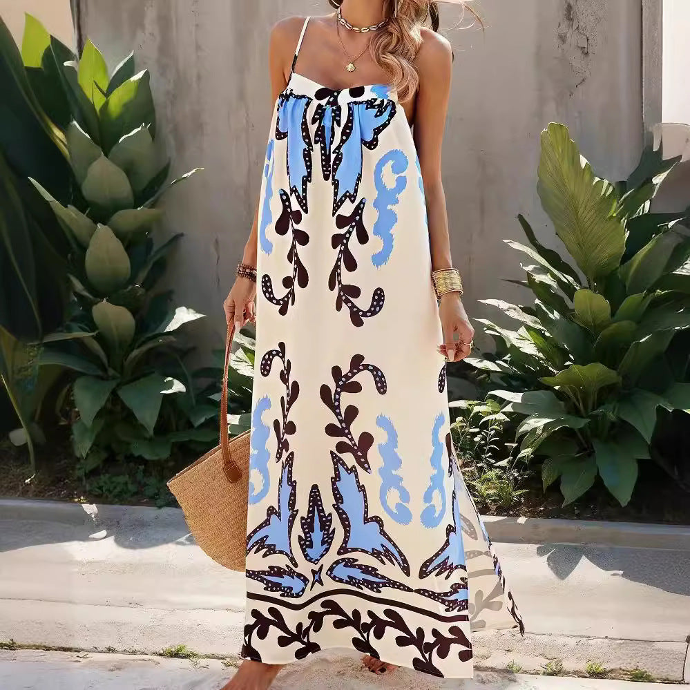 Damen luftiges Maxikleid mit raffiniertem Muster Echo Archiv