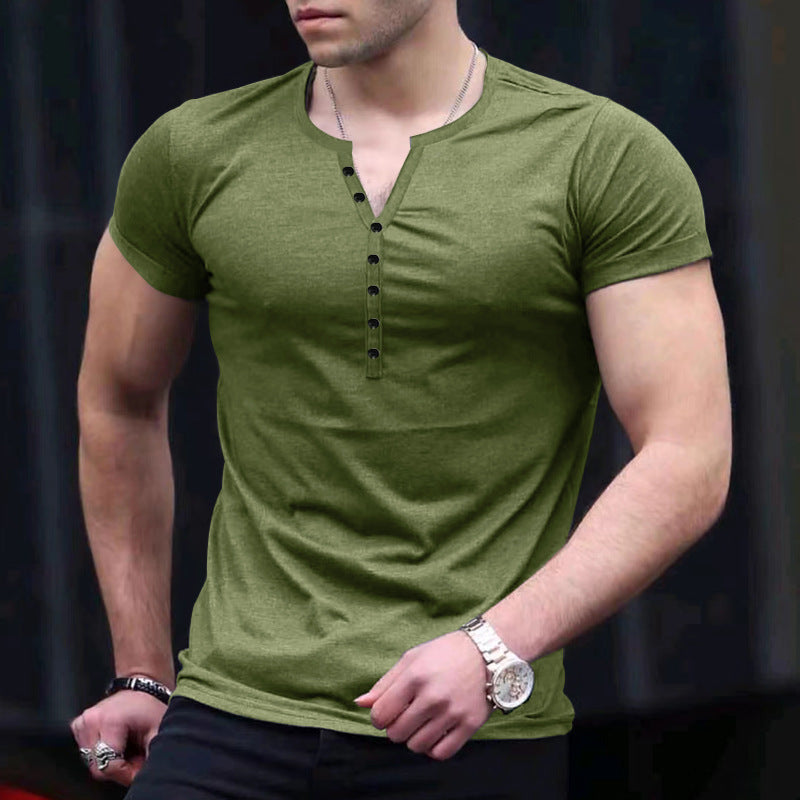 Herren Freizeit Kurzarm Henley T-Shirt Echoarchiv