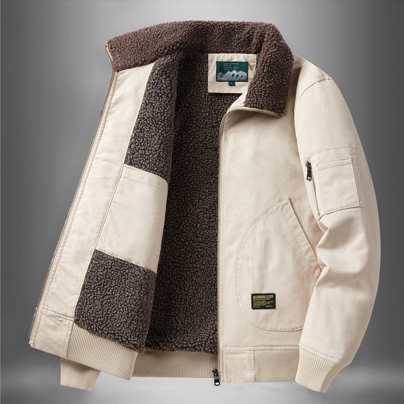 Men's sherpa-lined canvas flight jacket with ribbed trims and interior stash pockets – Taviero