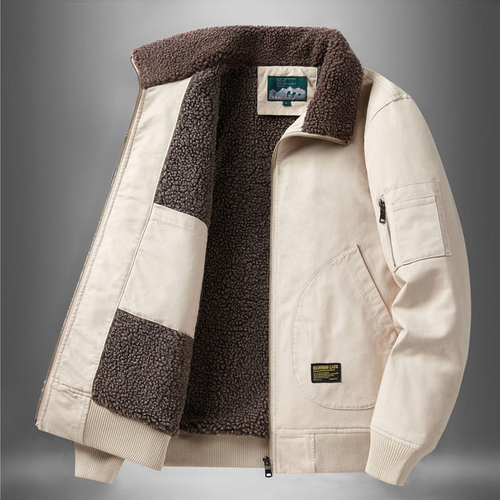 Men's sherpa-lined canvas flight jacket with ribbed trims and interior stash pockets – Taviero