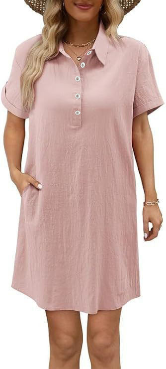 Damen lässiges Hemdkleid mit Knopfleiste und Seitentaschen Echo Archiv
