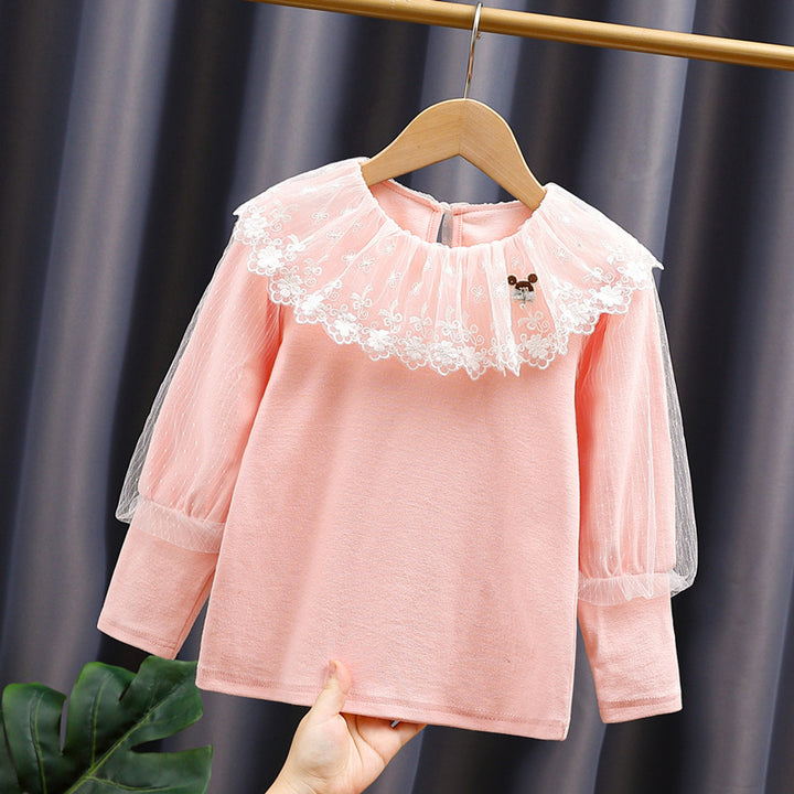 Mädchen Sweatshirt mit eleganter Spitze und transparenten Puffärmeln Echo Archiv
