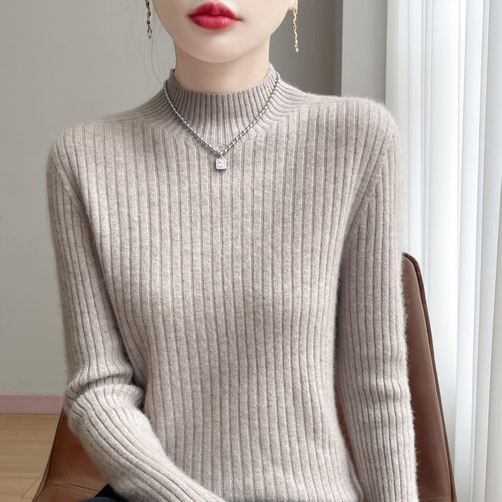 Damen Schmaler Rippenstrick-Mockneck mit extraweicher Kaschmir-Optik Echoarchiv