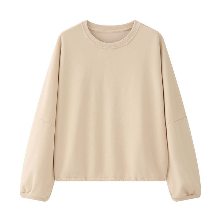 Damen Relaxed-Fit Baumwoll-Sweatshirt mit überschnittener Schulter und gerundetem Saum Echoarchiv