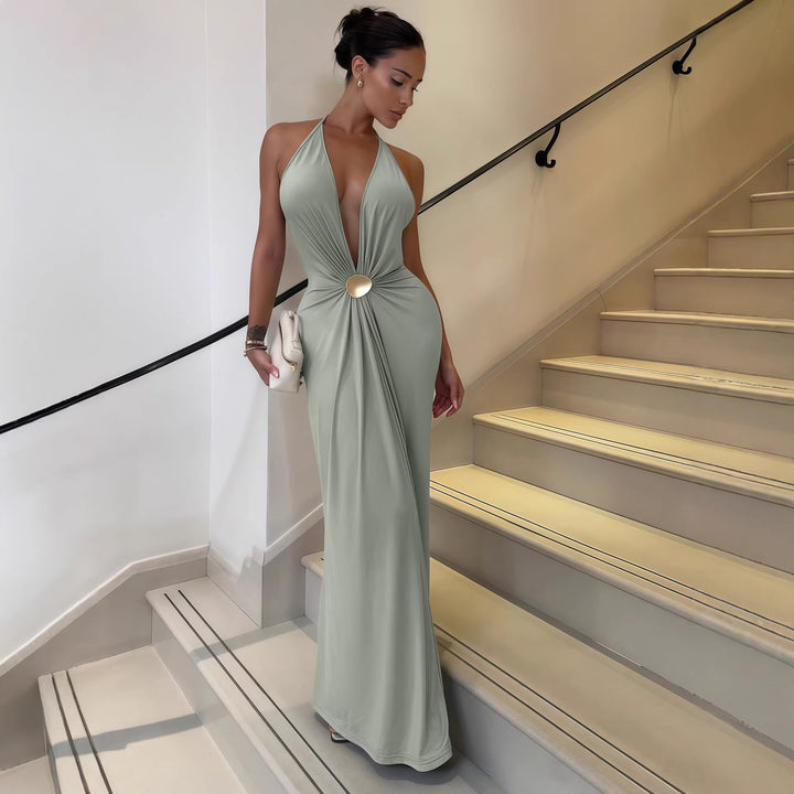 Damen Elegantes Wickelkleid mit tiefer V-Ausschnitt und raffiniertem Gürtel Echo Archiv