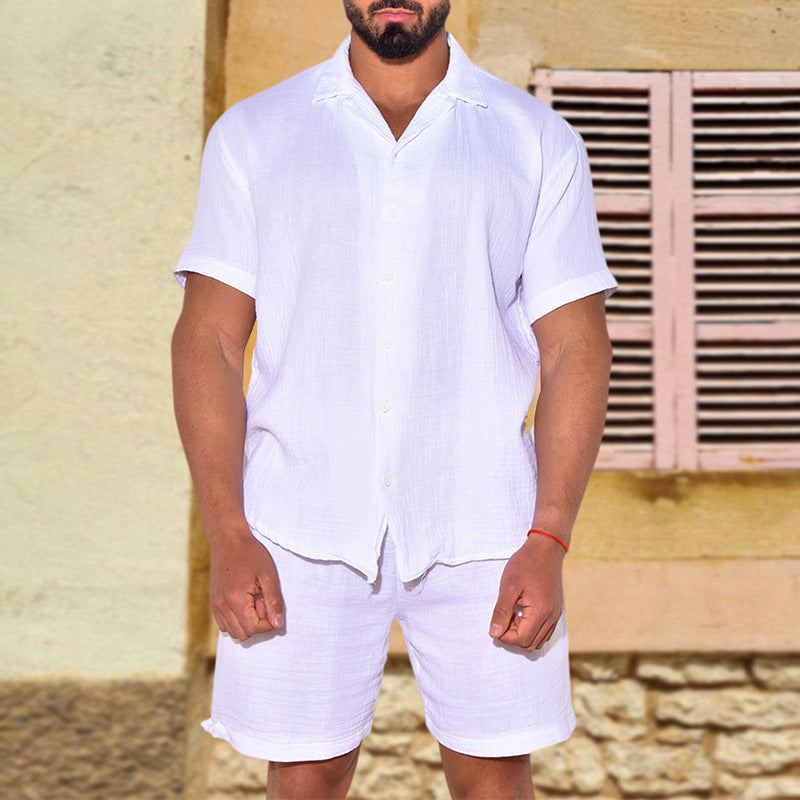 Herren luftiges Kurzarmhemd und Shorts Set aus leichtem Gewebe Echoarchiv