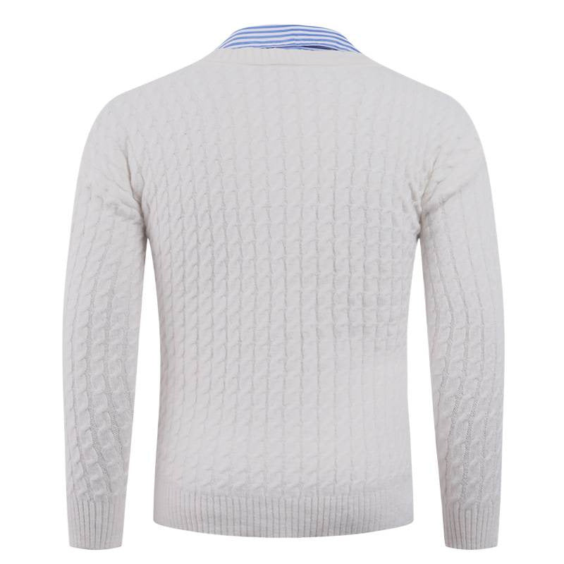 Herren Eleganter Strickpullover mit V-Ausschnitt und feiner Struktur Echoarchiv