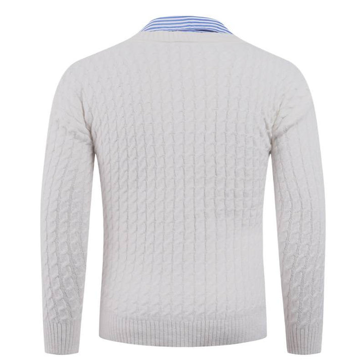 Herren Eleganter Strickpullover mit V-Ausschnitt und feiner Struktur Echoarchiv