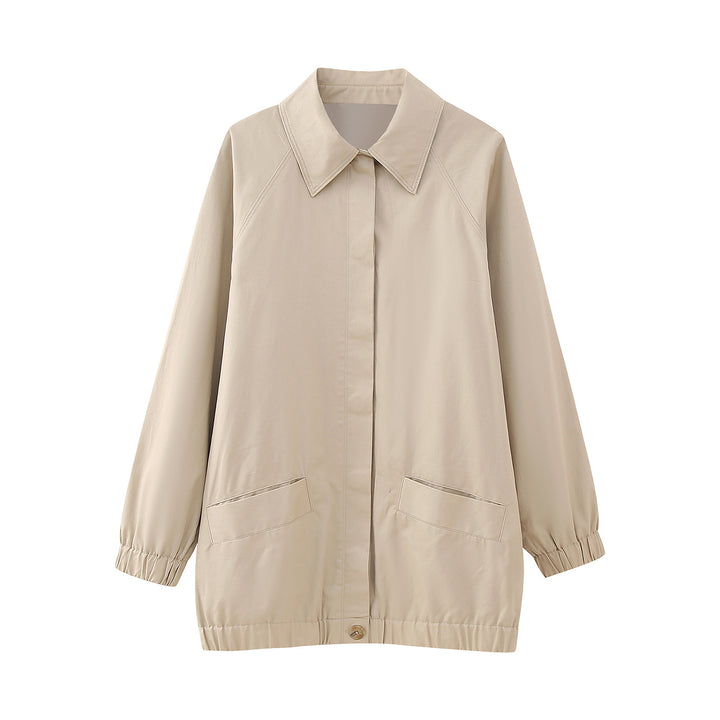 Damen Leichte Oversize-Übergangsjacke mit Hemdkragen und elastischem Saum Echoarchiv