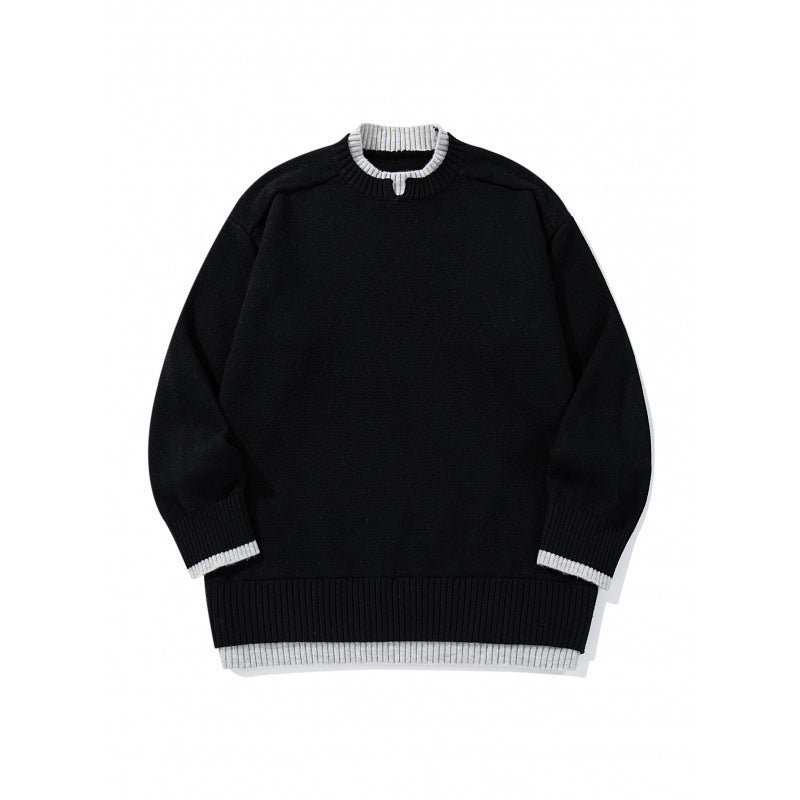 Unisex Relaxed-Fit Feinstrick-Pullover mit Kontrastbündchen und verlängertem Rippenbund Echo Archiv