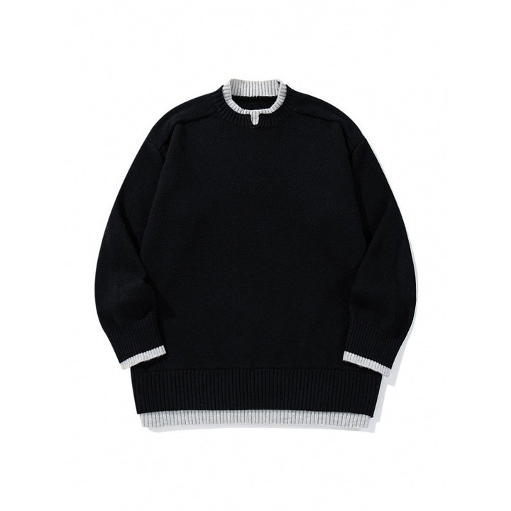 Unisex Relaxed-Fit Feinstrick-Pullover mit Kontrastbündchen und verlängertem Rippenbund Echo Archiv