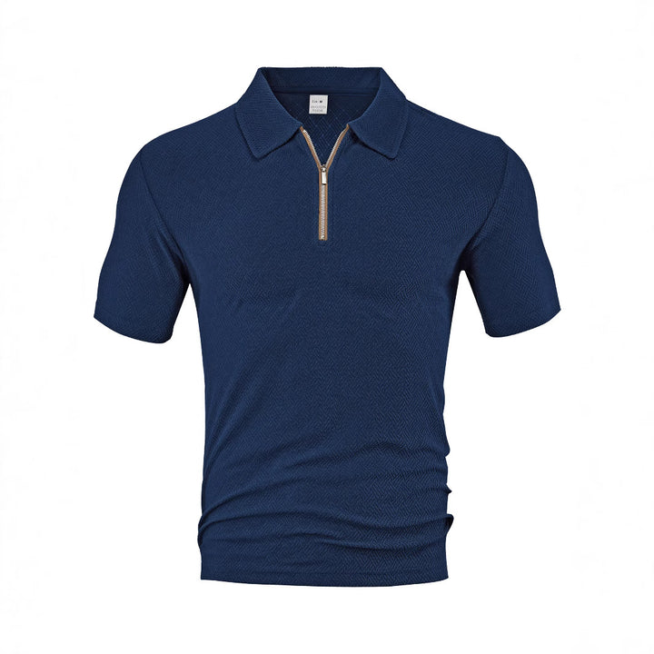 Herren Poloshirt mit innovativem Reißverschluss und strukturiertem Gewebe Echoarchiv