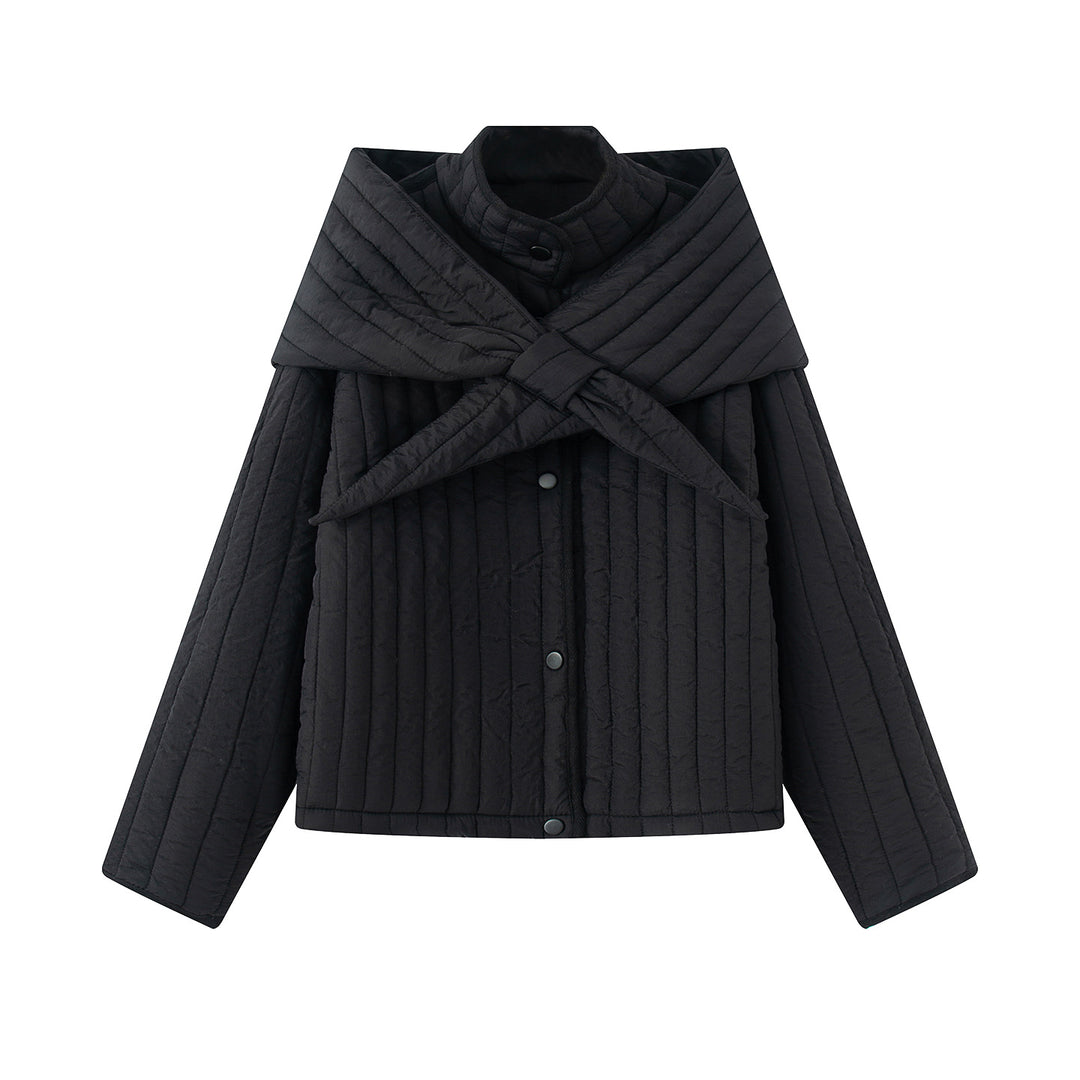 Damen nan gesteppte Jacke mit großem Wickelkragen und Bindeschal Echo Archiv