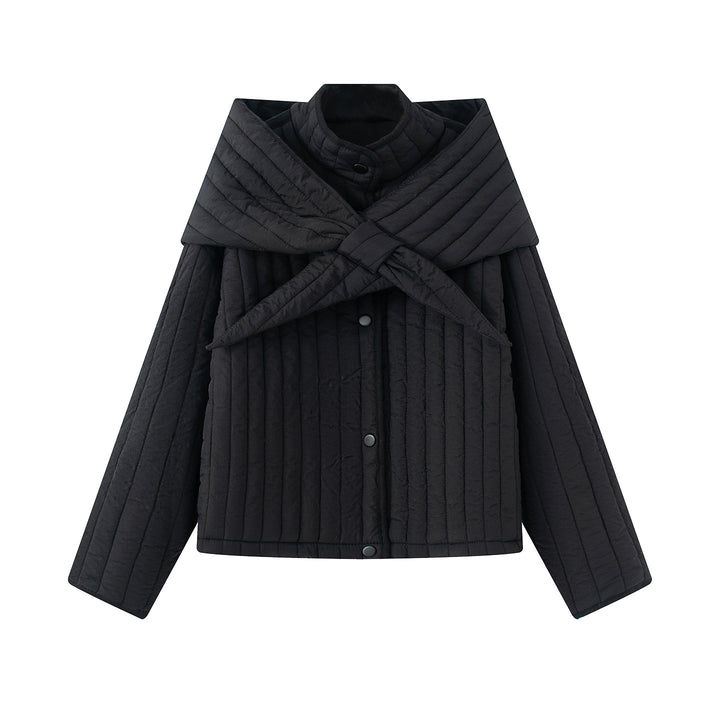 Damen nan gesteppte Jacke mit großem Wickelkragen und Bindeschal Echo Archiv