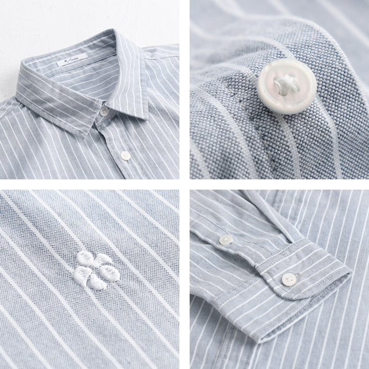 Herren Gestreiftes Layering-Hemd aus feinem Oxford-Baumwollstoff mit entspanntem Schnitt Echoarchiv