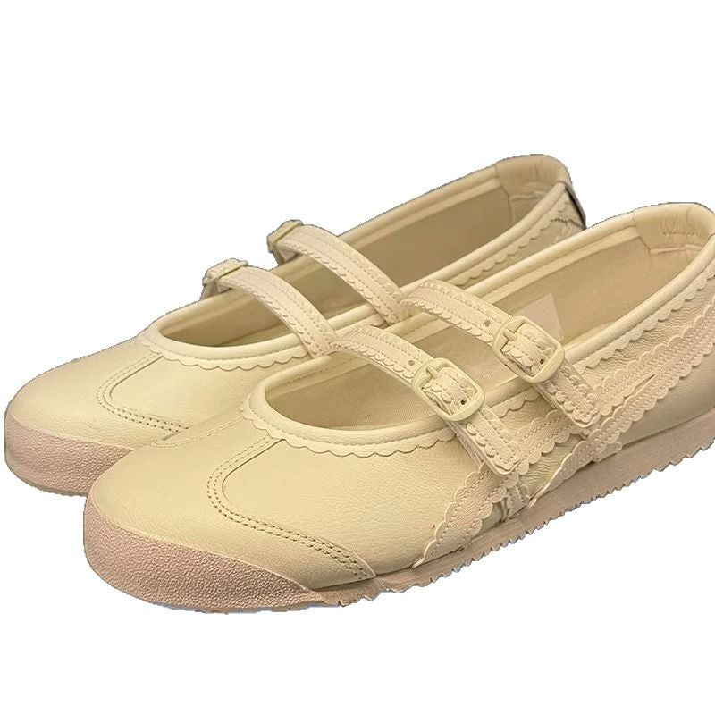 Damen Ballerinas mit verspieltem Riemendesign und hochwertiger Lederoberfläche Echoarchiv