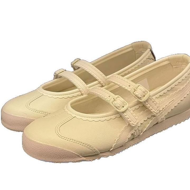 Damen Ballerinas mit verspieltem Riemendesign und hochwertiger Lederoberfläche Echoarchiv