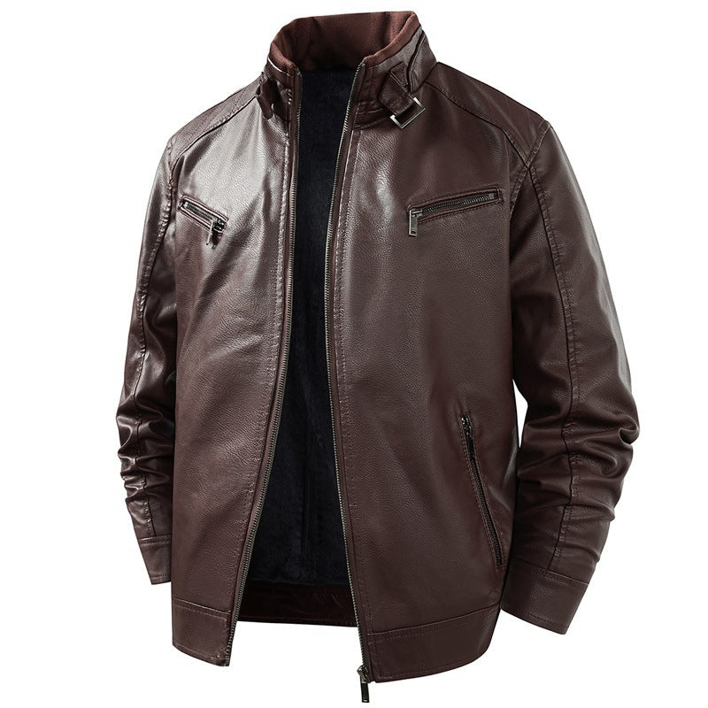 Herren Modische Lederjacke mit Fleece-Futter Echo Archiv