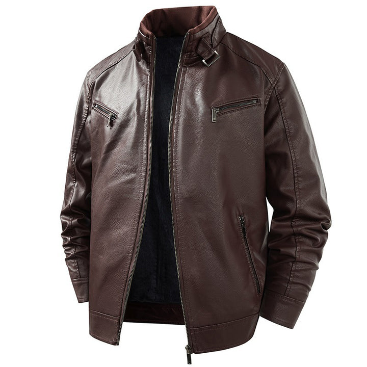 Herren Modische Lederjacke mit Fleece-Futter Echo Archiv