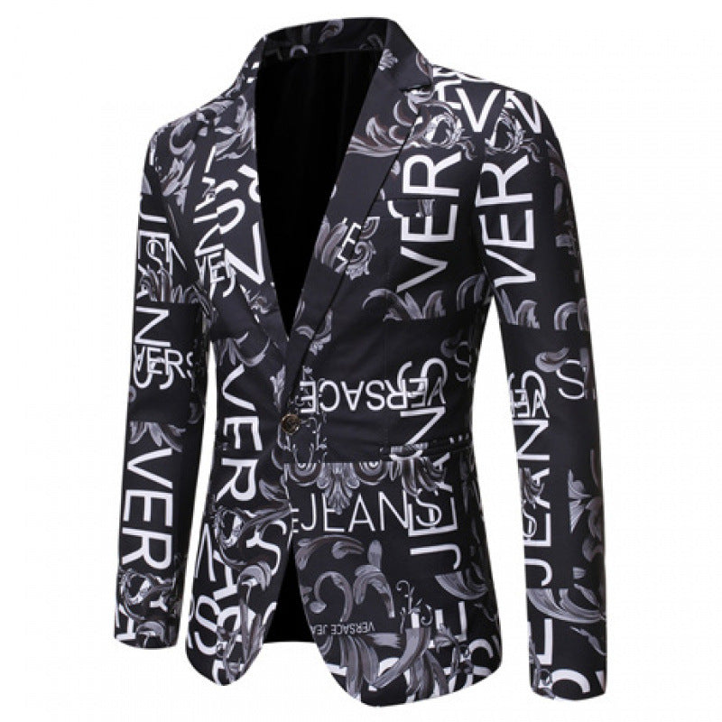 Herren Designer-Blazer mit kreativem Schriftzug Echoarchiv