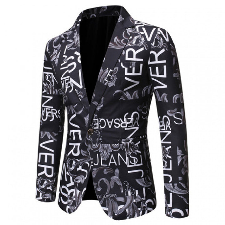 Herren Designer-Blazer mit kreativem Schriftzug Echoarchiv
