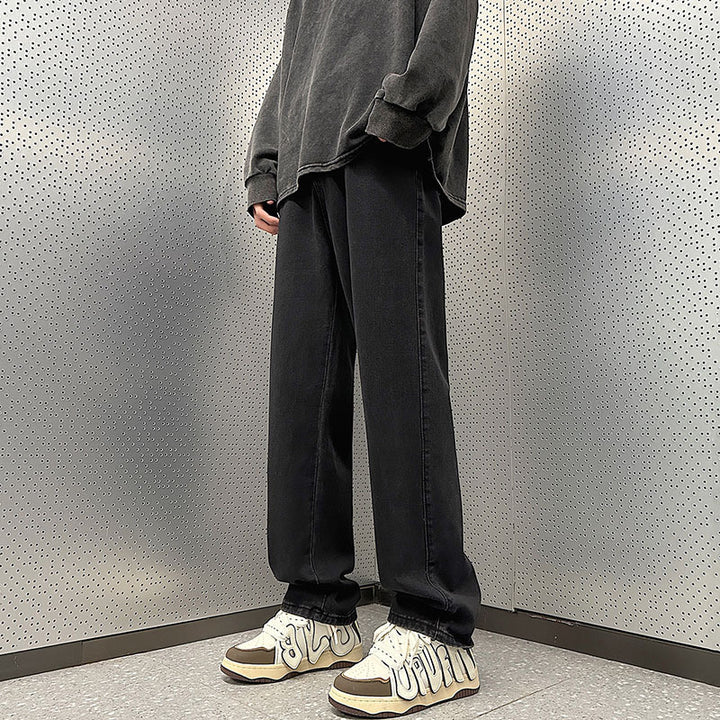 Herren Weite Vintage-Denim-Hose im Baggy‑Straßenstyle mit vorderer Bügelfalte Echo Archiv