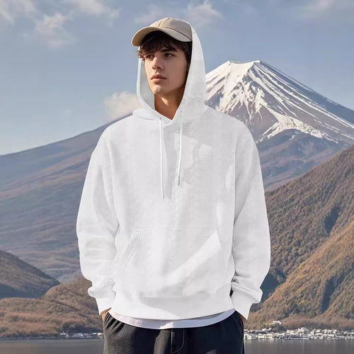 Herren Hoodie mit strukturiertem Design und Kängurutasche Echoarchiv