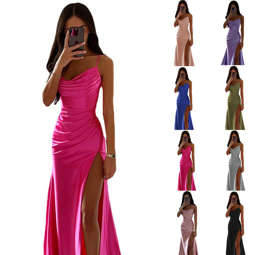 Damen Elegantes Abendkleid mit Raffungen und hohem Split Echoarchiv